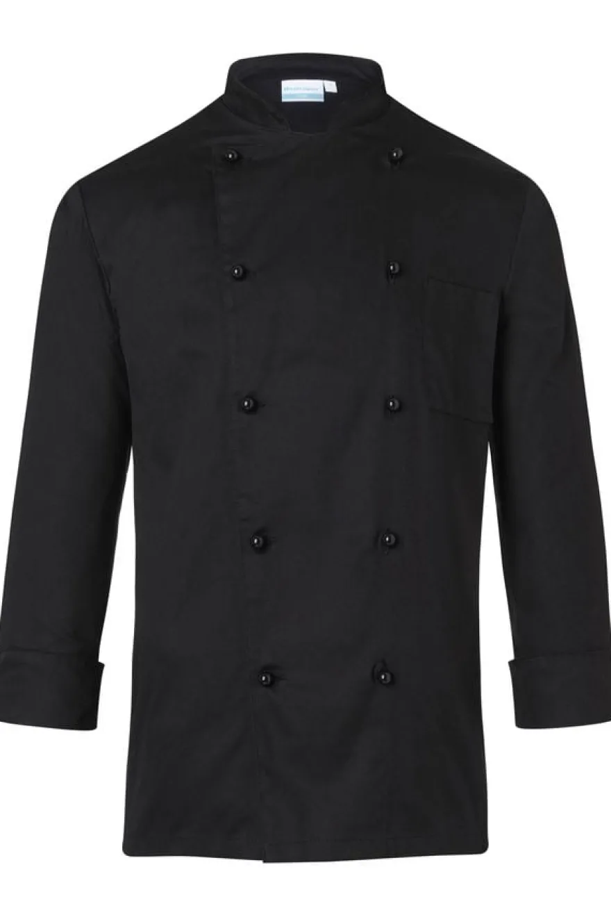 Herrenkochjacke Basic, Kugelknöpfe, schwarz, Größe: XL