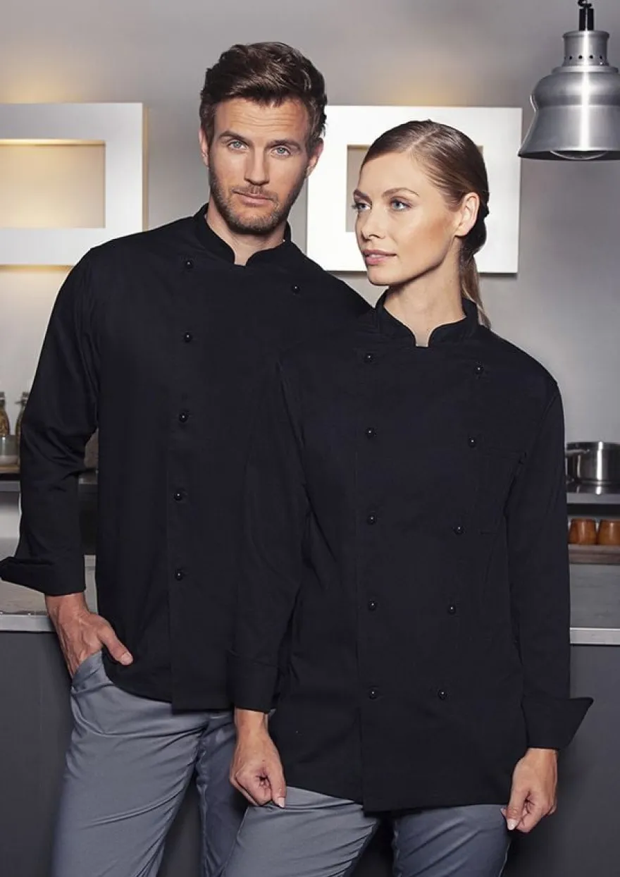 Herrenkochjacke Basic, Kugelknöpfe, schwarz, Größe: XL
