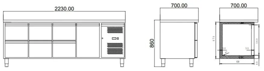 Kühltisch ECO 1/6 - GN 1/1