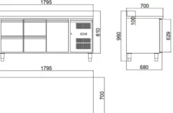 Kühltisch ECO 1/4 mit Aufkantung - GN 1/1
