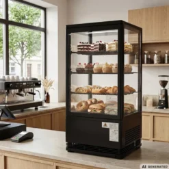 Kühlvitrine ECO 78 Liter, LED-Beleuchtung, 3 Roste, schwarz