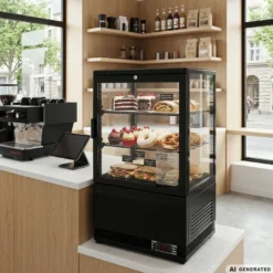 Kühlvitrine ECO 58 Liter, LED-Beleuchtung, 2 Roste, schwarz