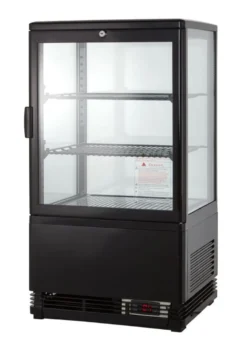 Kühlvitrine ECO 58 Liter, LED-Beleuchtung, 2 Roste, schwarz