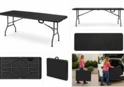 Klapptisch - 1.800 x 740 x 740 mm - Schwarz