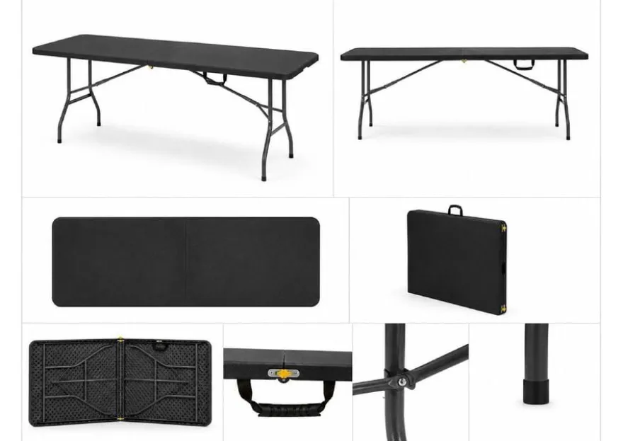 Klapptisch - 1.800 x 740 x 740 mm - Schwarz