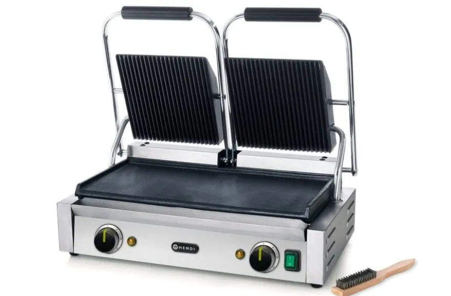 Kontaktgrill Doppelausführung 1x glatt, 1x gerillt