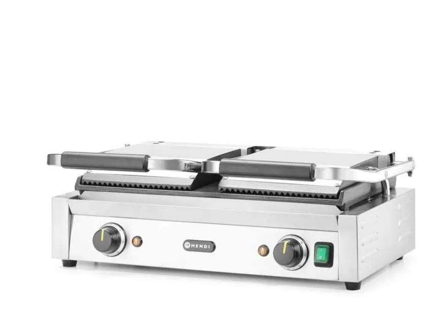 Kontaktgrill Doppelausführung 1x glatt, 1x gerillt