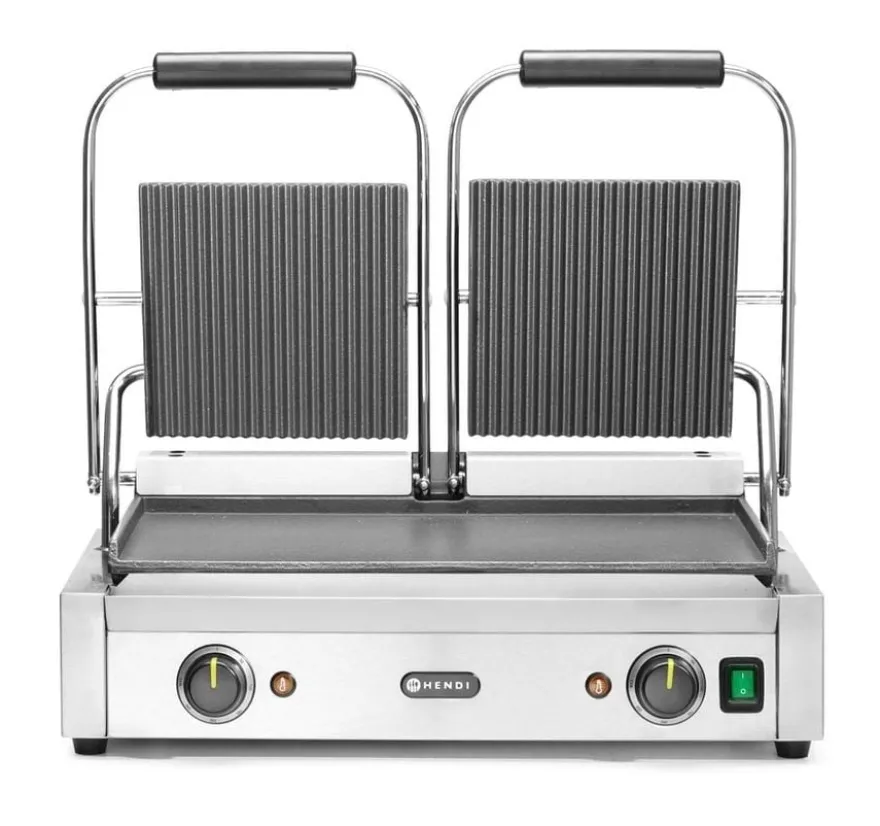 Kontaktgrill Doppelausführung 1x glatt, 1x gerillt