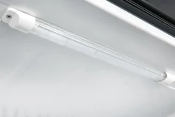Lagerkühlschrank ECO 600 mit Glastür, Innenraum aus Kunststoff, schwarz
