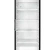 Lagerkühlschrank ECO 400 mit Glastür, Innenraum aus Kunststoff, schwarz
