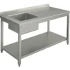 Mastro Arbeitstisch mit Becken links, mit Grundboden, mit Aufkantung, 1200x700 mm