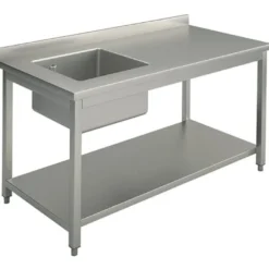Mastro Arbeitstisch mit Becken links, mit Grundboden, mit Aufkantung, 2000x700 mm