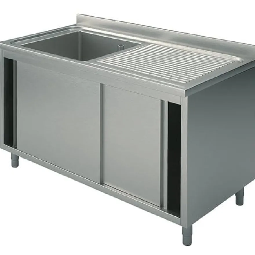 Mastro Spülschrank, 1 Becken, Tropftasse rechts, mit Schiebetüren, 1000x700 mm