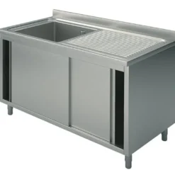 Mastro Spülschrank, 1 Becken, Tropftasse rechts, mit Schiebetüren, 1200x600 mm