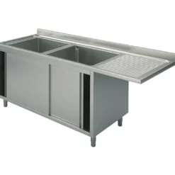 Mastro Spülschrank mit Schiebetüren für Einbau-Geschirrspüler, 2 Becken links, 1600x700 mm