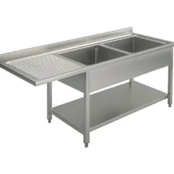 Mastro Spültisch mit Grundboden für Einbau-Geschirrspüler, 2 Becken rechts, 1600x700 mm