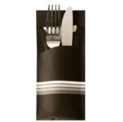 Papstar Bestecktasche 5 cm schwarz/weiss "Stripes