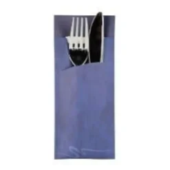 Papstar Bestecktasche Stripes - blau inkl. weißer Serviette