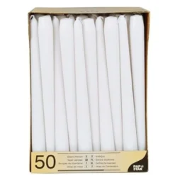 Papstar 50 Leuchterkerzen Ø 2,2 cm x H: 25 cm weiss