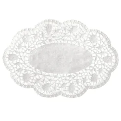 Papstar 500 Mokkadeckchen oval 18 cm x 13 cm weiss