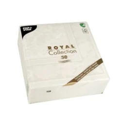 Papstar 50 Servietten "ROYAL Collection" 1/4-Falz 40 cm x 40 cm weiss "Ornaments"