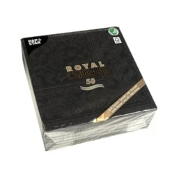 Papstar 50 Servietten "ROYAL Collection" 1/4-Falz 40 cm x 40 cm schwarz "Ornaments"