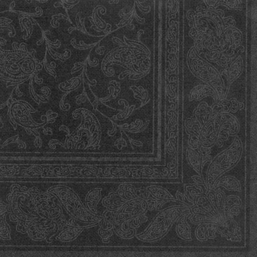 Papstar 50 Servietten "ROYAL Collection" 1/4-Falz 40 cm x 40 cm schwarz "Ornaments"