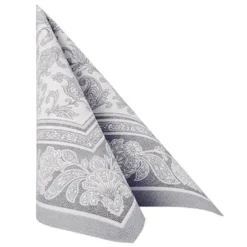 Papstar 50 Servietten "ROYAL Collection" 1/4-Falz 40 cm x 40 cm grau "Ornaments"