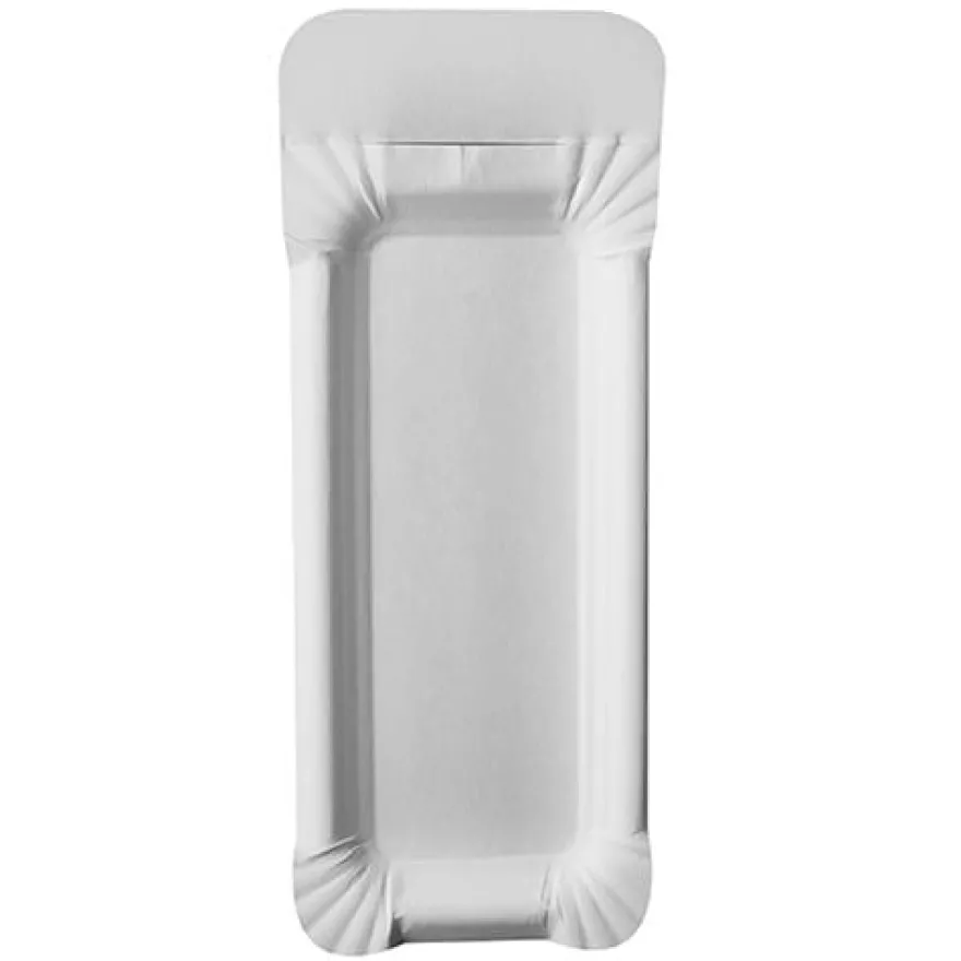 Papstar 250 Teller, Pappe "pure" eckig 8 cm x 21 cm weiss mit Anfasser