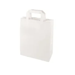Papstar 50 Tragetaschen, Papier 28 cm x 22 cm x 10 cm weiss mit Tragegriff