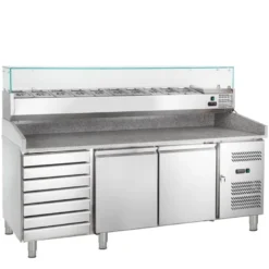 Pizzatisch ECO 2/7 mit Kühlaufsatz 10 x GN 1/4