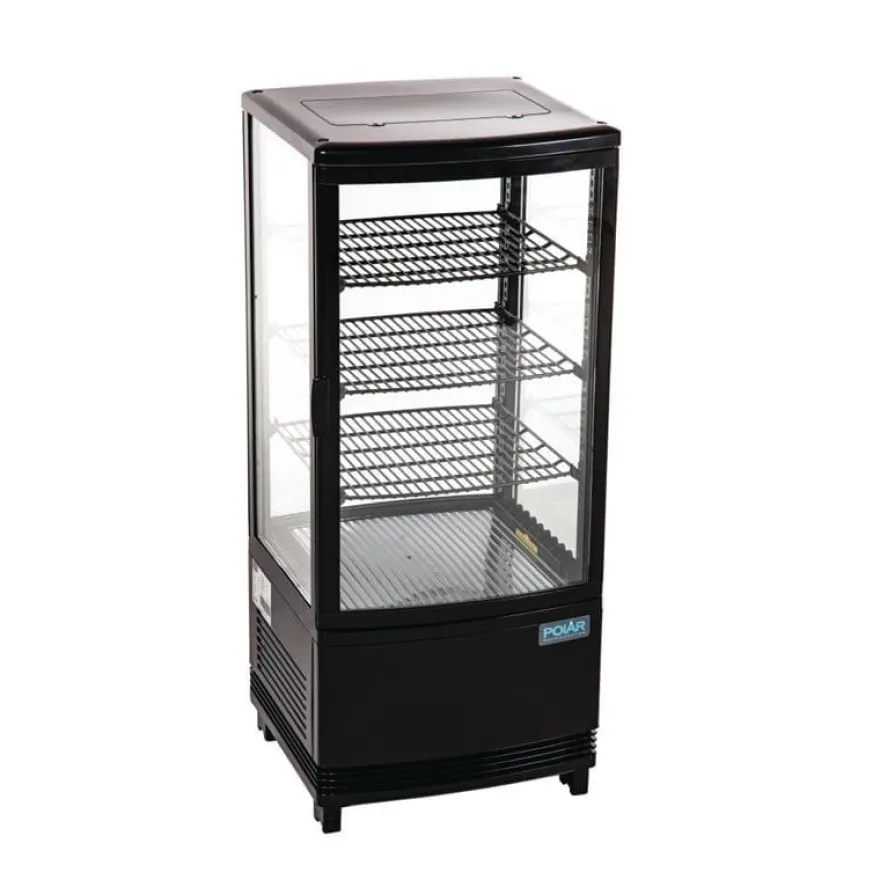 Polar C-Serie Tischkühlvitrine 86 Liter mit gebogener Tür, schwarz