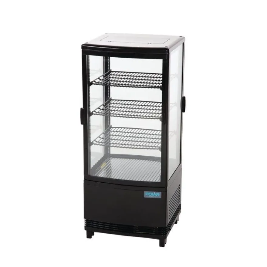 Polar C-Serie Tischkühlvitrine 86 Liter mit gebogener Tür, schwarz
