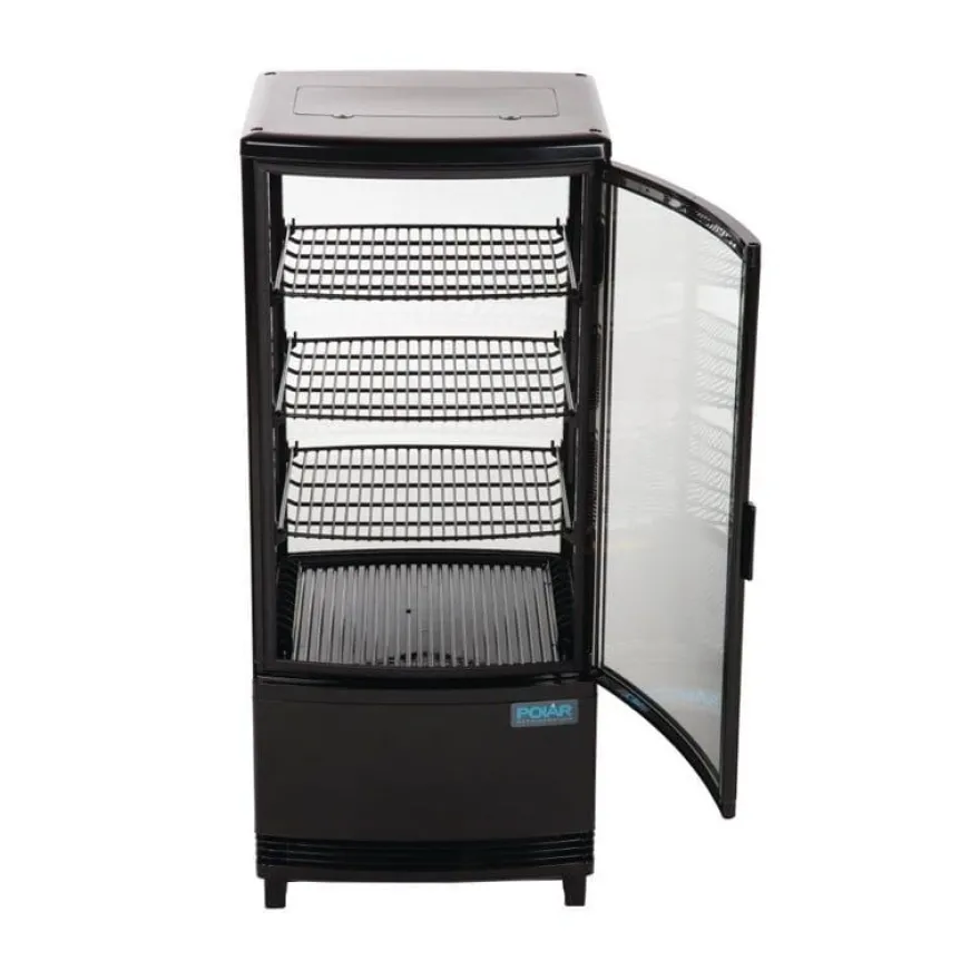 Polar C-Serie Tischkühlvitrine 86 Liter mit gebogener Tür, schwarz