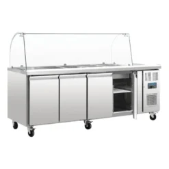 Polar Saladette 4 Türen mit Glasaufsatz
