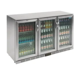 Polar Serie G Edelstahl Barkühlschrank mit 3 Klapptüren 330L