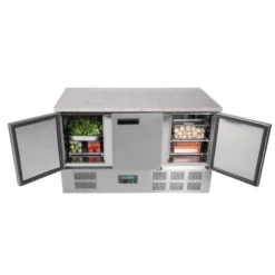 Polar Serie G Thekenkühltisch mit Marmorarbeitsfläche 3-türig 368Ltr