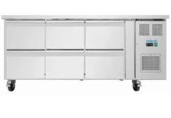 Polar U-Serie Kühltisch 6 Schubladen 465 Liter auf Rollen
