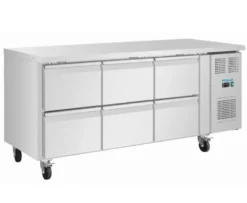 Polar U-Serie Kühltisch 6 Schubladen 465 Liter auf Rollen