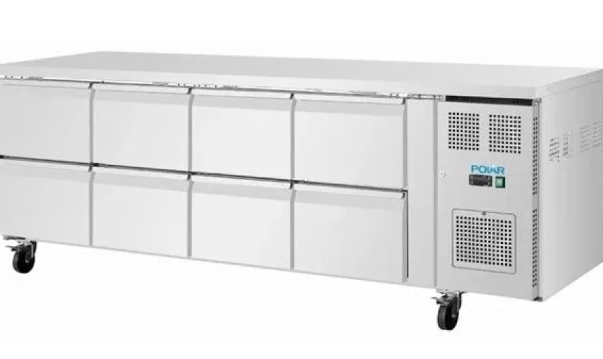 Polar U-Serie Kühltisch 8 Schubladen 616 Liter auf Rollen