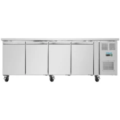 Polar U-Serie Kühltisch 4 Türen 553 Liter auf Rollen
