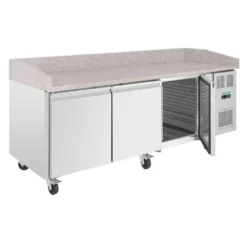 Polar U-Series Pizzatisch 3 Türen mit Granitplatte 643 Liter auf Rollen
