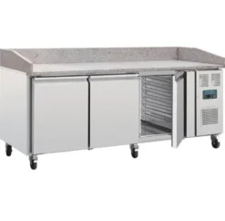 Polar U-Series Pizzatisch 3 Türen mit Granitplatte 643 Liter auf Rollen