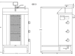 Potis Dönergrill / Gyrosgrill Erdgas GD3 - achteckige Fettwanne