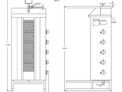 Potis Dönergrill / Gyrosgrill Propangas G3 - achteckige Fettwanne
