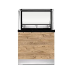 PRO LINE Bain-Marie 2x 1/1GN, 80x88x134cm, schwarzer Granit, LED Beleuchtung