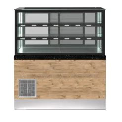 PRO LINE Gebäck- & Dessertvitrine gekühlt, 120x84x134cm, schwarzer Granit, LED Beleuchtung