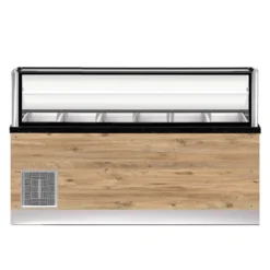 PRO LINE Salattheke 6x 1/1GN, 226x88x134cm, schwarzer Granit, LED Beleuchtung