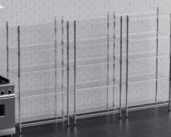 Regalsystem – verchromt – 5 Böden – 910 x 455 x 1810 mm