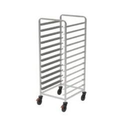 Rieber Tablett-Regalwagen 2/1 mit Abweiserrollen – extrabreite Schienen